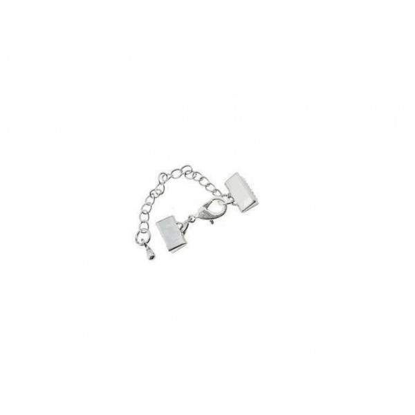 1x 10mm Bandklemme silberfarbener Verschluss mit Karabiner und Kette silberfarben - Schmuckzubehör - Leisure-Beads DIY