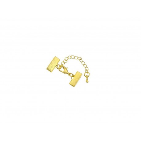 Leisure-Beads - 1x 15mm Bandklemme goldfarbener Verschluss mit Karabiner und Kette goldfarben - Schmuckzubehör