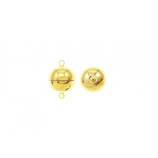 1x goldfarben Magnetverschluss 17x12mm kugelförmiger Magnetverschluss - Schmuckzubehör
