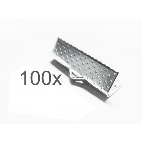 Leisure-Beads - 100x hellsilberfarbene Bandklemme 20mm Bandverbinder - Schmuckzubehör