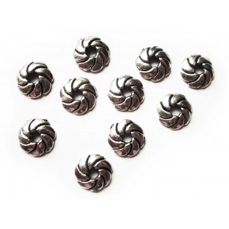 Leisure-Beads - 10x flache Perlenkappen 9x9x2mm silberfarbene runde Perlen Kappen - Schmuckzubehör Perlenkappe