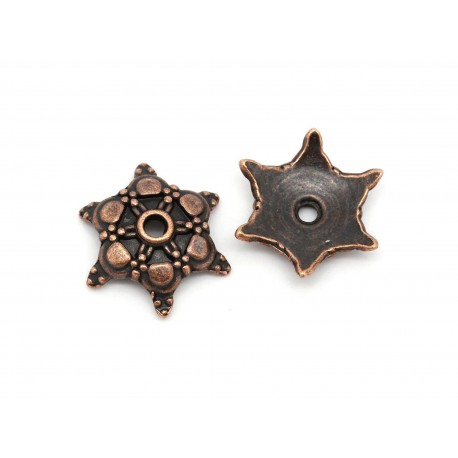 Leisure-Beads - 2x filigrane kupferfarben Perlenkappen 18x16mm kupferfarbene Perlen Kappen - Schmuckzubehör