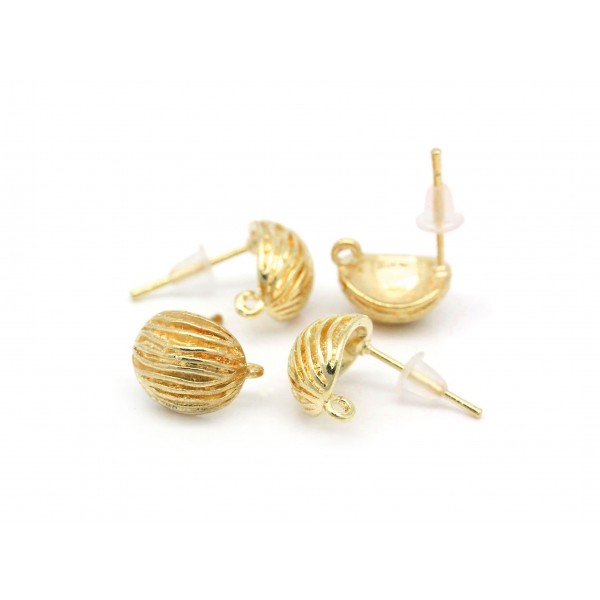 2x filigrane goldfarben Ohrstecker mit Öse 9x12mm - Schmuckzubehör zum Ohrringe selbermachen - Leisure-Beads DIY