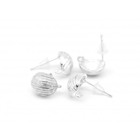 Leisure-Beads - 2x hellsilberfarben Ohrstecker mit Öse 17x12mm - Schmuckzubehör Ohrringe