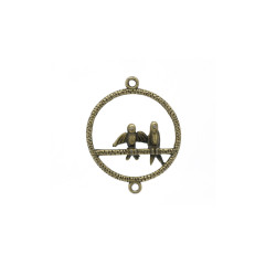 Leisure-Beads - 1x bronzefarbene Kettenverbinder 34x27mm mit Vögeln filigraner Kettenverteiler bronzefarben - Schmuckzubehör