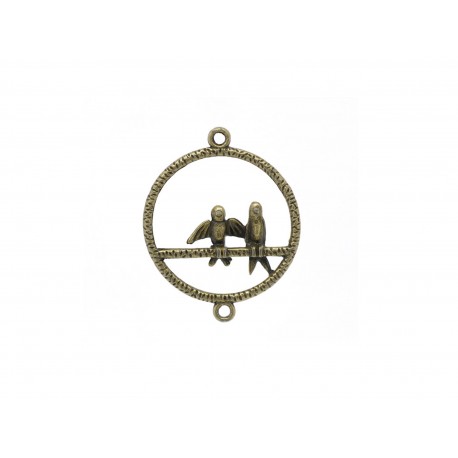 Leisure-Beads - 1x bronzefarbene Kettenverbinder 34x27mm mit Vögeln filigraner Kettenverteiler bronzefarben - Schmuckzubehör