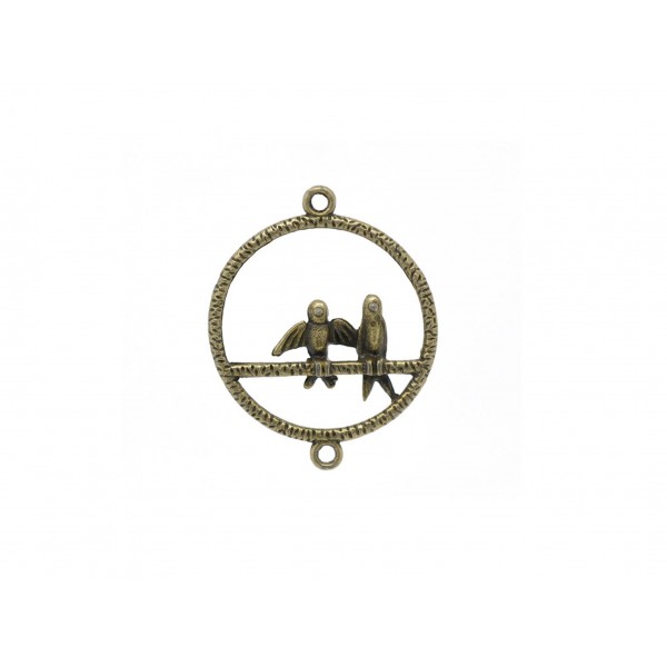 1x bronzefarbene Kettenverbinder 34x27mm mit Vögeln filigraner Kettenverteiler bronzefarben - Schmuckzubehör - Leisure-Beads DIY