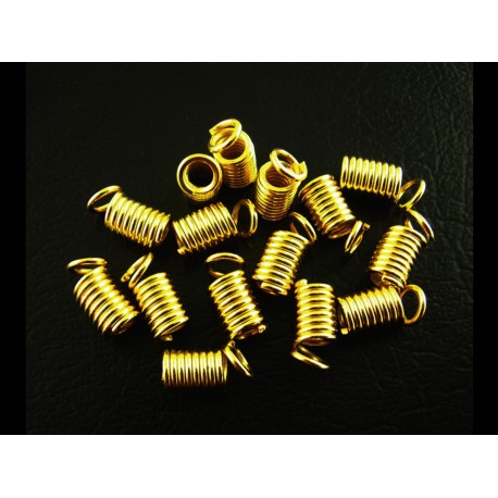 Leisure-Beads - 10x goldfarben Spiralendkappe Innen 3mm 8x4mm Endkappen Einklebhülsen - Schmuckzubehör