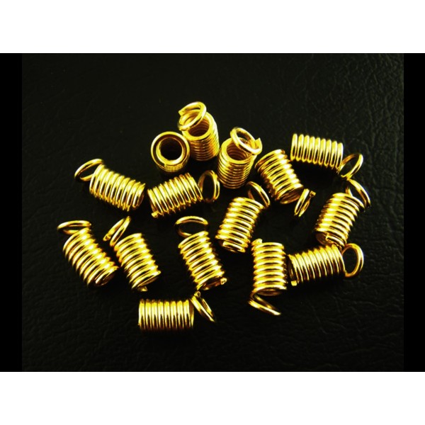 10x goldfarben Spiralendkappe Innen 3mm 8x4mm Endkappen Einklebhülsen - Schmuckzubehör - Leisure-Beads DIY