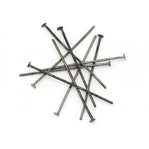 20 gunmetal Nietstifte 30mm metallschwarze Schmuckdraht mit Kopf - gunmetal Schmuckzubehör - Leisure-Beads DIY
