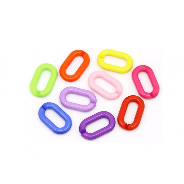 25 Stück ovale bunte Kettenglieder 27x16mm aus Acryl bunte Ketten selber machen - Schmuckzubehör Gliederkette - Leisure-Beads DIY