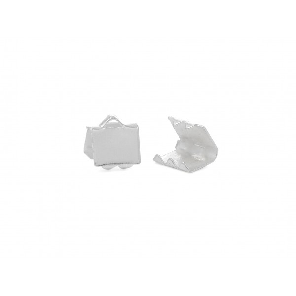 10x glatte hellsilberfarbene Bandklemme 6mm Bandverbinder - Schmuckzubehör - Leisure-Beads DIY