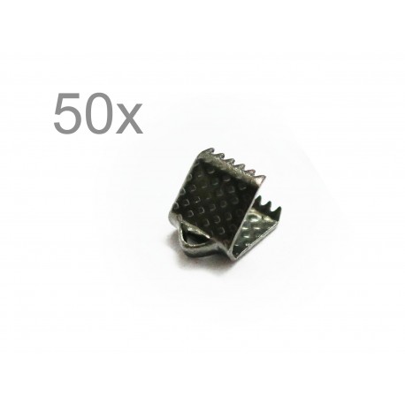 Leisure-Beads - 50x gunmetal Bandklemme 6mm schwarzmetallfarbene Bandverbinder - gunmetal Schmuckzubehör
