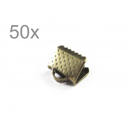 Leisure-Beads - 50x bronzefarbene Bandklemme 6mm bronzefarbene Bandverbinder - Schmuckzubehör