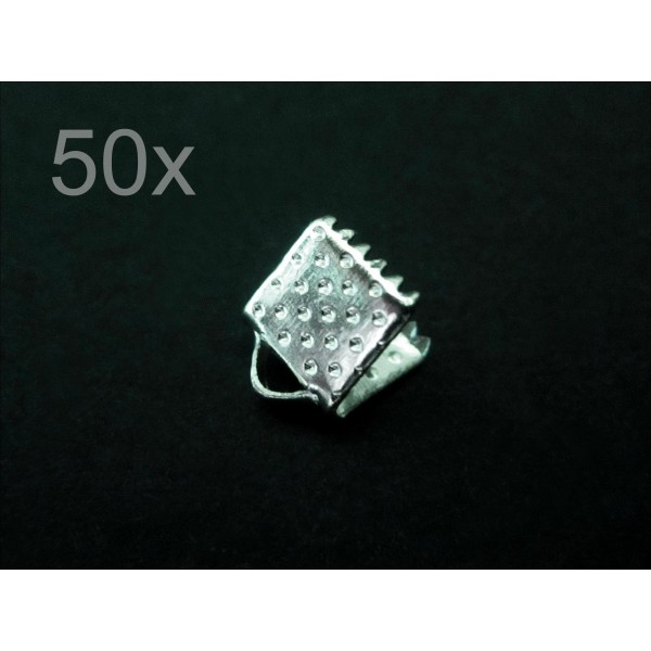50x silberfarbene Bandklemme 6mm silberfarbene Bandverbinder - Schmuckzubehör - Leisure-Beads DIY