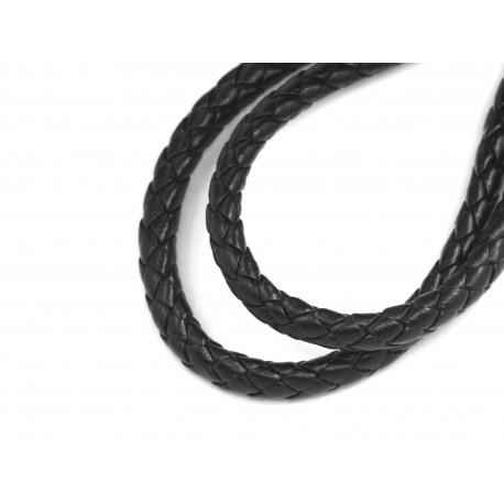 Leisure-Beads - 95cm PU-Lederkordel 7mm schwarze geflochtene Kunstlederkordel - Schmuckzubehör Lederband