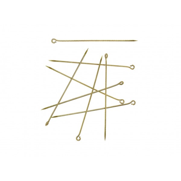 4 goldfarbene Kettelstifte 60mm x 1mm mit Nadelspitze Schmuckdraht mit Öse - Schmuckzubehör - Leisure-Beads DIY
