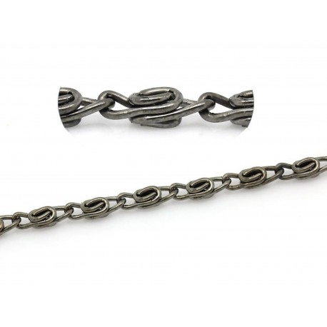Leisure-Beads - 50cm gunmetal Kette 2x7mm metallschwarze Gliederkette Schmuckkette - gunmetal Schmuckzubehör