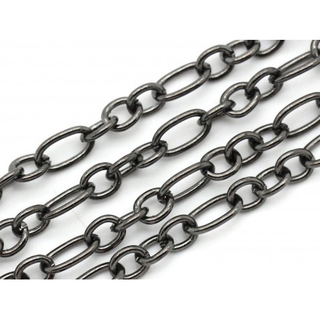 Leisure-Beads - 1m gunmetal Kette 6.5x3.5mm und 4x3.5mm metallschwarze Gliederkette Schmuckkette - gunmetal Schmuckzubehör