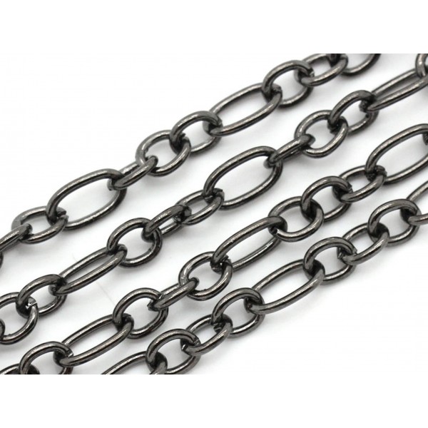 1m gunmetal Kette 6.5x3.5mm und 4x3.5mm metallschwarze Gliederkette Schmuckkette - gunmetal Schmuckzubehör - Leisure-Beads DIY