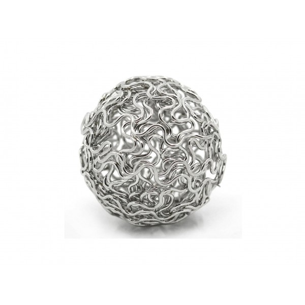 1x grosse 30mm silberfarben Draht Metallperle silberfarbene Drahtperle Spacer - Schmuckzubehör Metallperle - Leisure-Beads DIY