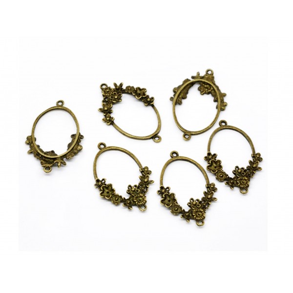 1x bronzefarbene Kettenverbinder 41x26mm mit Blumen filigranes Zwischenstück Kettenverteiler bronzefarben - Schmuckzubehör - Leisure-Beads DIY