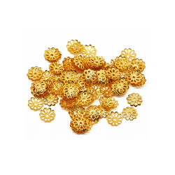 Filigrane goldfarbene Perlenkappen 9x1,5mm - Schmuckzubehör Perlenkappe