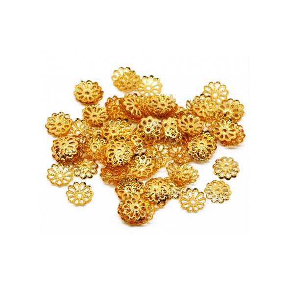 5g filigrane goldfarben Perlenkappen 9x1,5mm goldfarbene runde Perlen Kappen - Schmuckzubehör goldfarben Perlenkappe - Leisure-Beads DIY