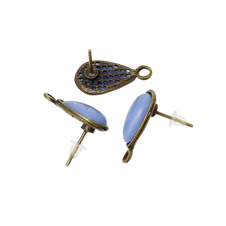 Leisure-Beads - 1 Paar bronzefarben Ohrstecker mit flieder Stein und Öse 20mmx16mm bronzefarben Studs mit Stopper - Schmuckzubehör Ohrringe