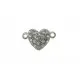 1x Herz Strass Magnetverschluss 17x11x7mm in hellsilber platinfarben - Schmuckzubehör Magnetverschluss - Leisure-Beads DIY