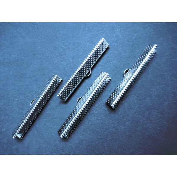 4x silberfarben 40mm Bandklemme silberfarbene Bandverbinder - Schmuckzubehör Bandklemme 40mm