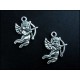 2x Engel Putte Amor silberfarbene Schmuckanhänger ca. 16 x 22 mm