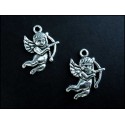 1x Engel Putte Amor silberfarbene Schmuckanhänger 16x22mm - Schmuckzubehör