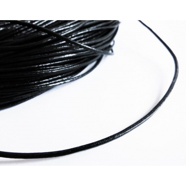 1m schwarze Lederschnur 1,5mm rundes Lederband aus Rindsleder - Schmuckzubehör Lederband - Leisure-Beads DIY