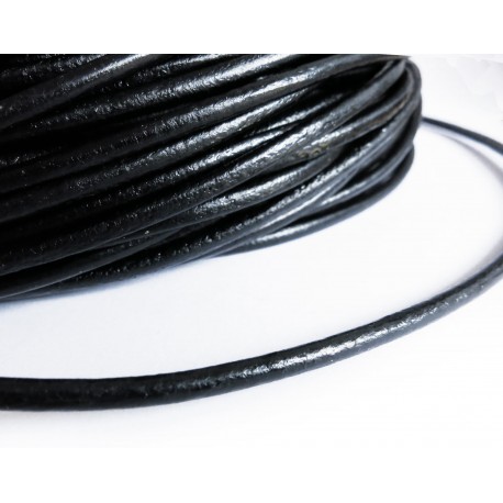 Leisure-Beads - 1m schwarze Lederschnur 3,5mm rund aus Rindsleder - Schmuckzubehör