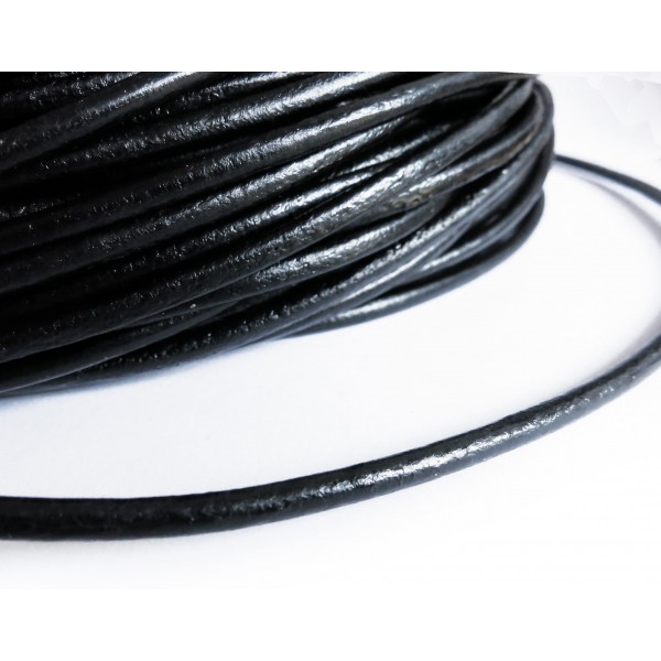 1m schwarze Lederschnur 3,5mm rund aus Rindsleder - Schmuckzubehör - Leisure-Beads DIY