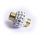 1x goldfarben Strass Magnetverschluss 18x14mm Innen 5,5mm kugelförmiger Magnetverschluss mit Strass - Schmuckzubehör Magnetversc