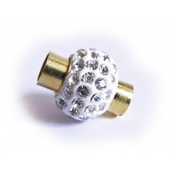 1x goldfarben Strass Magnetverschluss Innen 5,5mm 18x14mm - Schmuckzubehör Magnetversc - Leisure-Beads DIY
