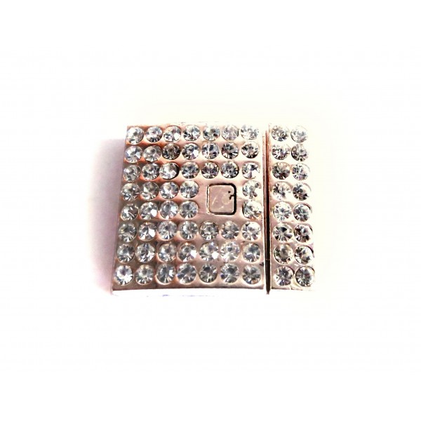 1x rosegoldfarben Strass Magnetverschluss Innen 20x2mm 25x22,50x6mm - Schmuckzubehör - Leisure-Beads DIY