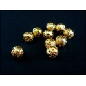 10x filigrane Metallperlen 6mm goldfarben Kugel Spacer - Schmuckzubehör Metallperlen