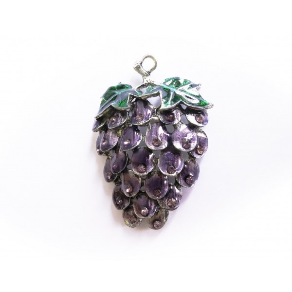 1x Weintrauben Anhänger 46x63mm grün lila Schmuckanhänger - Schmuckzubehör - Leisure-Beads DIY
