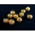 10x filigrane Metallperlen 8mm goldfarben Kugel Spacer - Schmuckzubehör Metallperlen