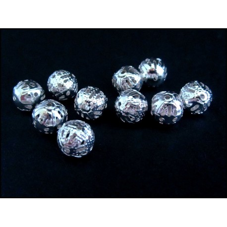 Leisure-Beads - 10x filigrane Metallperlen 8mm Kugel 1 Spacer