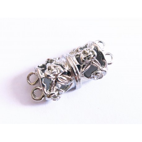 Leisure-Beads - 1x silberfarben 2-Strang Magnetverschluss 11x24mm - Schmuckzubehör