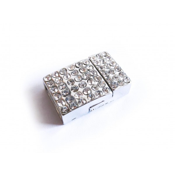 1x hellsilberfarben Strass Magnetverschluss Innen 10x3mm 20x13x7mm Einklebverschluss - Schmuckzubehör Schmuckv - Leisure-Beads DIY