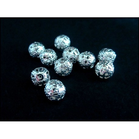 Leisure-Beads - 10x filigrane Metallperlen 6mm Kugel Spacer