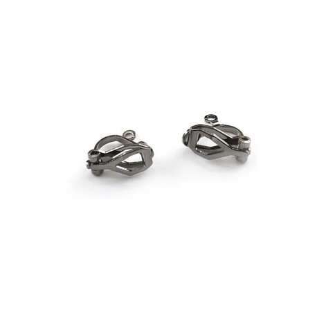 Leisure-Beads - 2x gunmetal Ohrclips 12x8mm schwarze Rohlinge für Ohrclips - Schmuckzubehör zum Ohrclips selbermachen