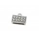 1x silber Strass Endkappe 11x5mm innen 8,5x3mm zum Einkleben silber Einklebkappe - Schmuckzubehör Endkappe