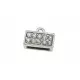 1x silber Strass Endkappe 11x5mm innen 8,5x3mm zum Einkleben silber Einklebkappe - Schmuckzubehör Endkappe - Leisure-Beads DIY