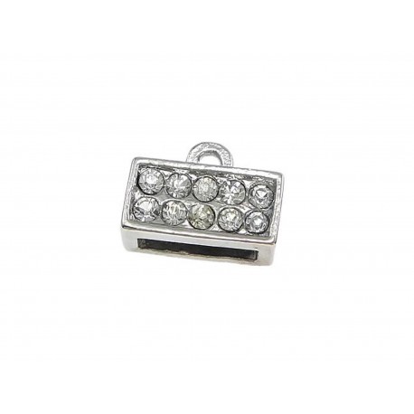 Leisure-Beads - 1x silberfarben Strass Endkappe Innen 8,5x3mm 11x8,5x5mm Einklebkappe - Schmuckzubehör Endkappe